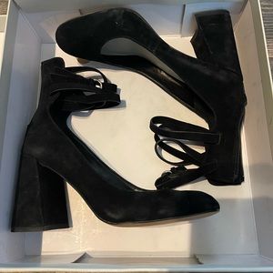 Suede black heels